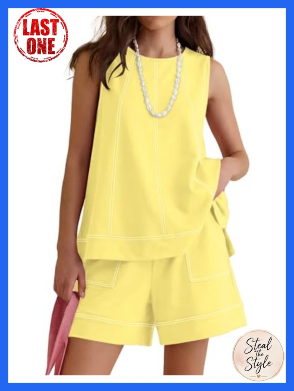Two Piece Short Sets with Pockets Sleeveless Summer Lounge Outfit